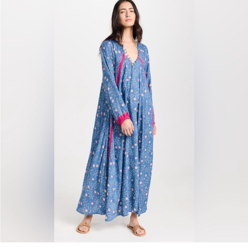 Natalie Martin Blue and Pink Maxi Dress